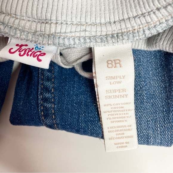 Justice Size 8 Girls Jeans Pull On Drawstring Simply Low Embellished Distressed - Picture 6 of 12